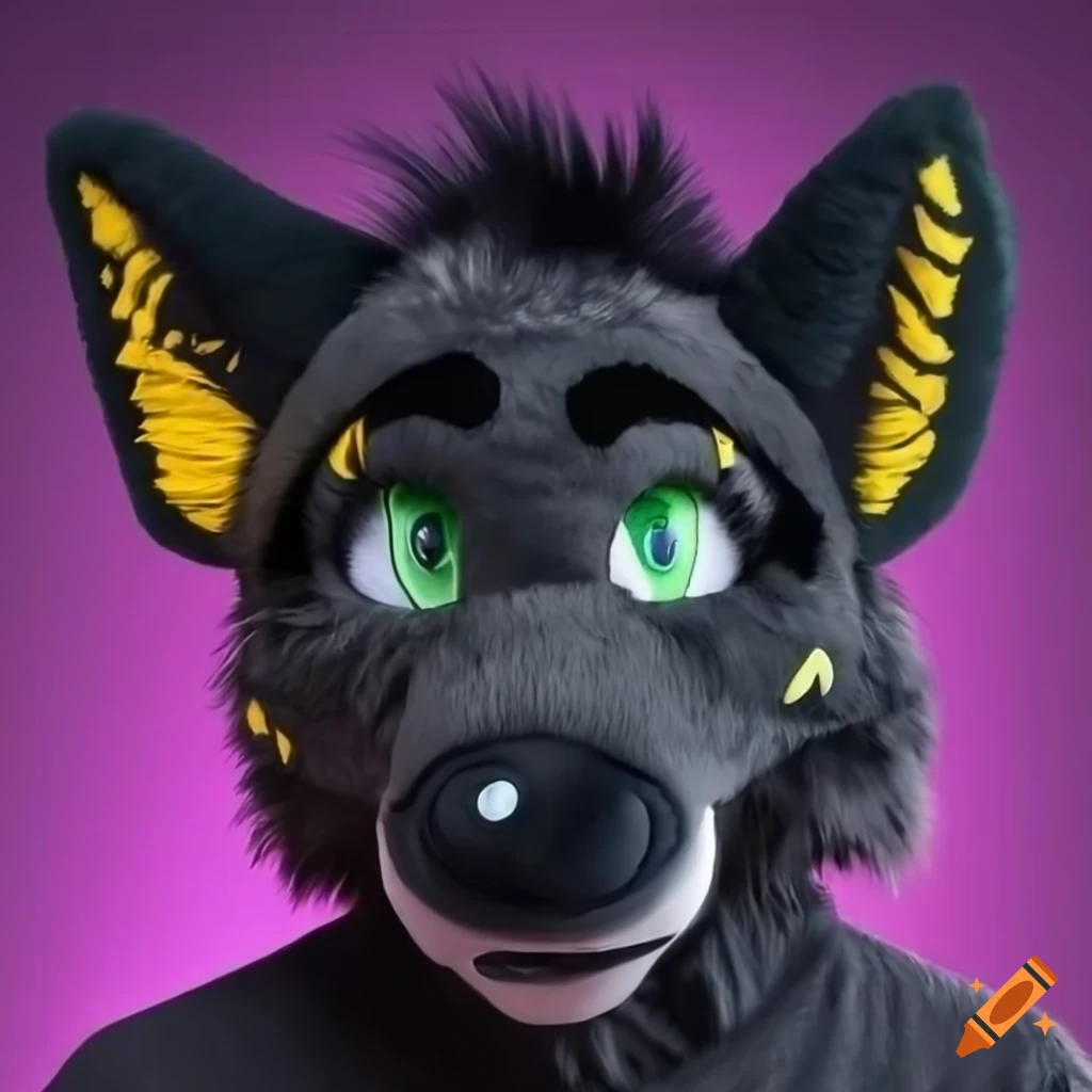 black fursuit with yellow lightning pattern