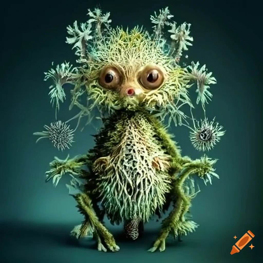 artistic depiction of adorable moss and twig creatures