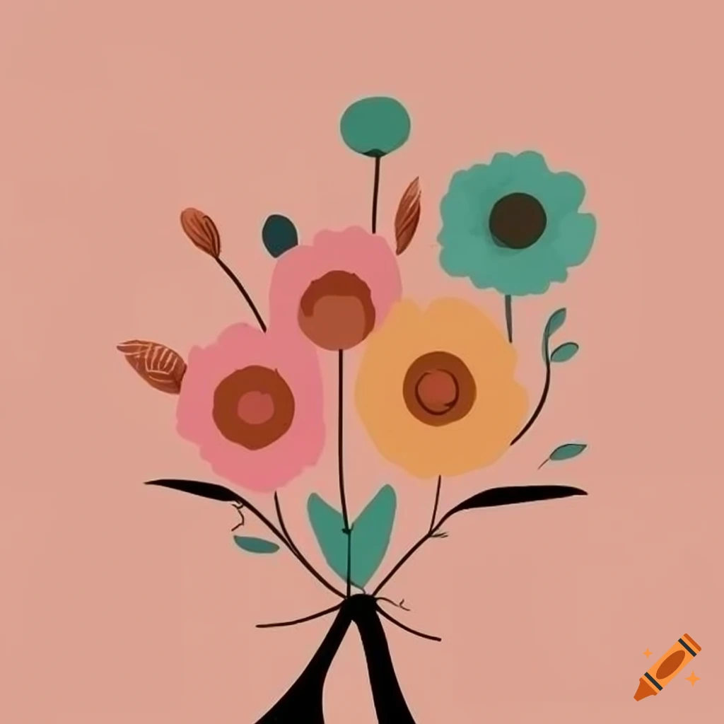 minimalistic cartoon flower art