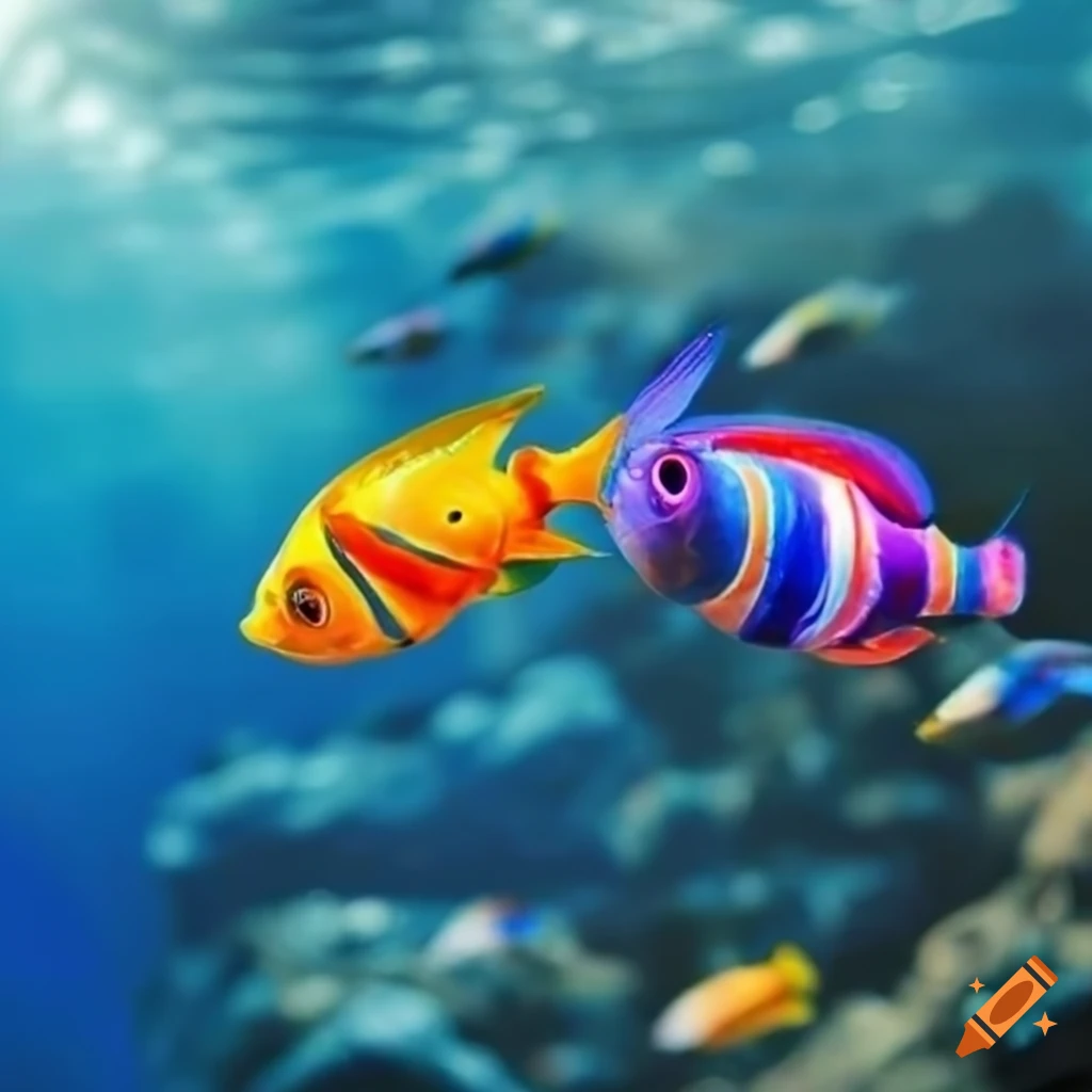 colorful fish in a blue underwater world