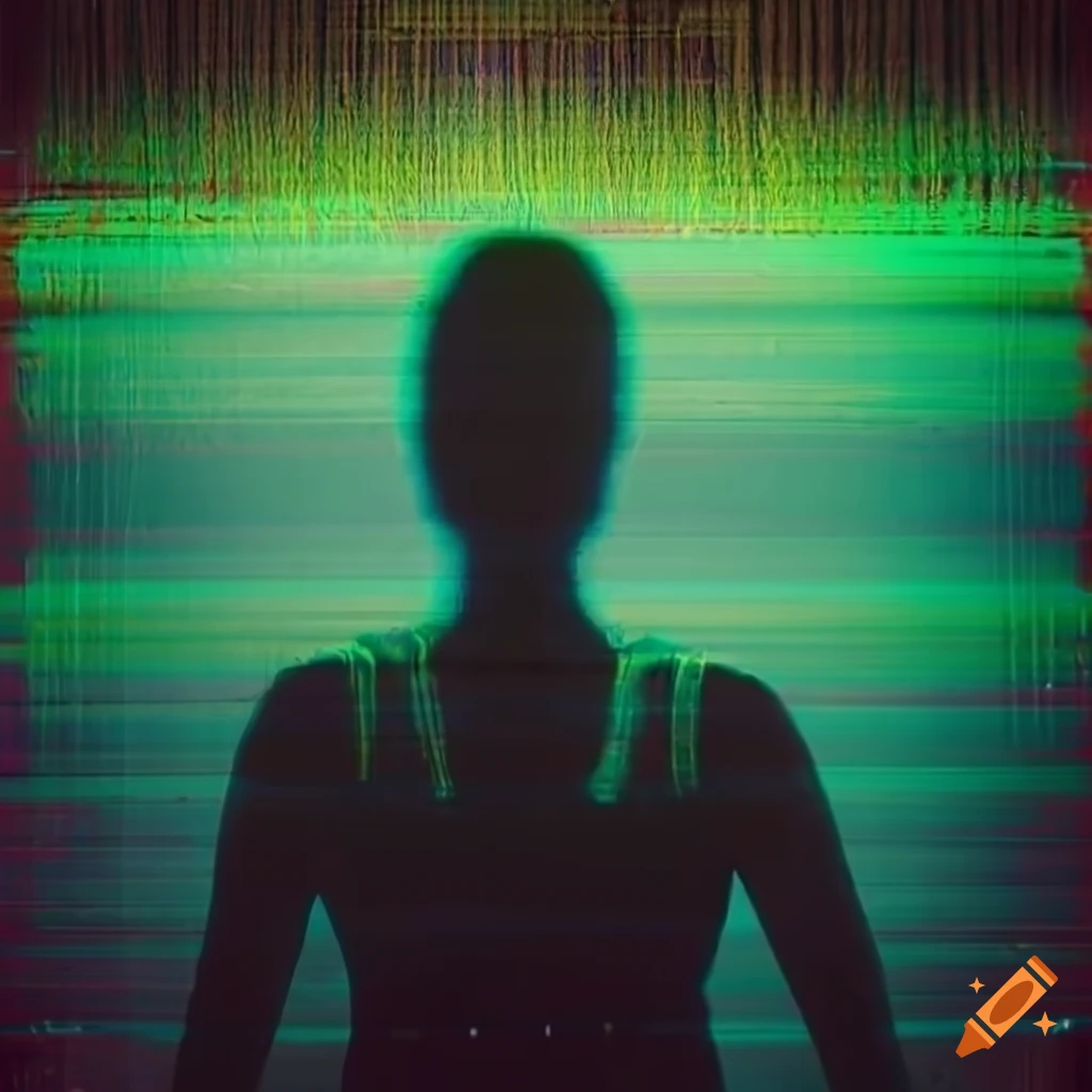 double exposure of a woman with glitchy grunge textures