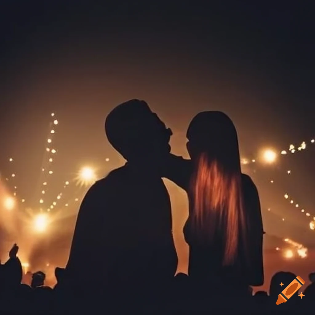 sparkling lights at a festival with a shadow of a couple