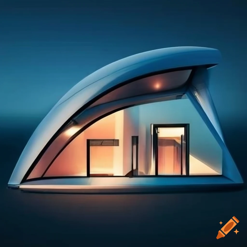 futuristic modern house with glass windows