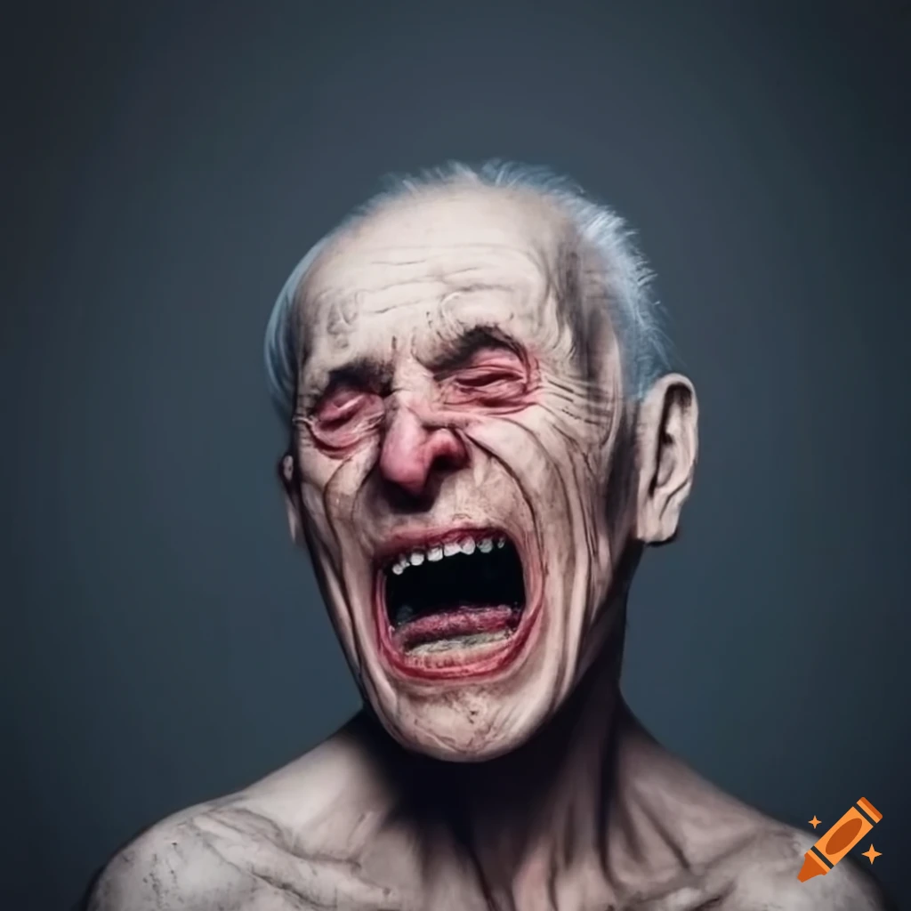 cubist art of an old man in an industrial interior