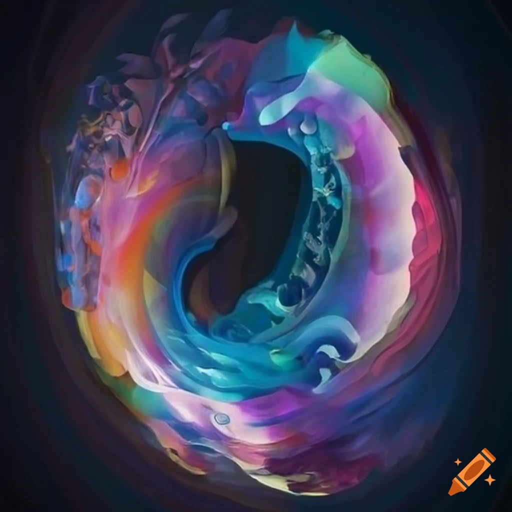abstract artwork of swirling letters and symbols