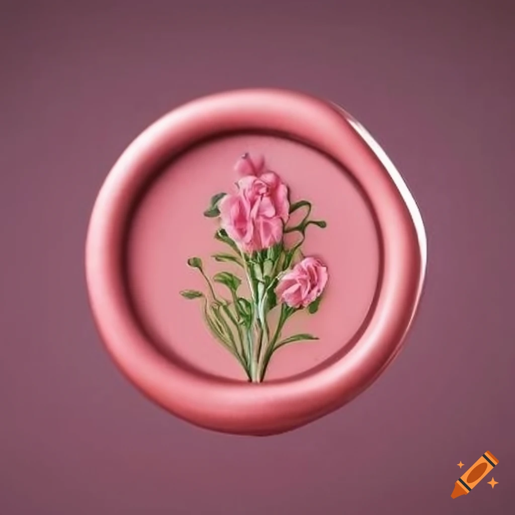 Pink wax seal with floral pattern on Craiyon