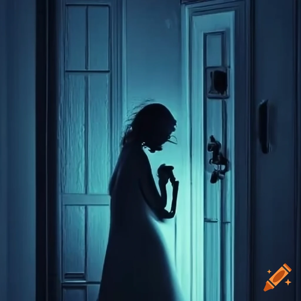 Someone knocking at a door at night on Craiyon