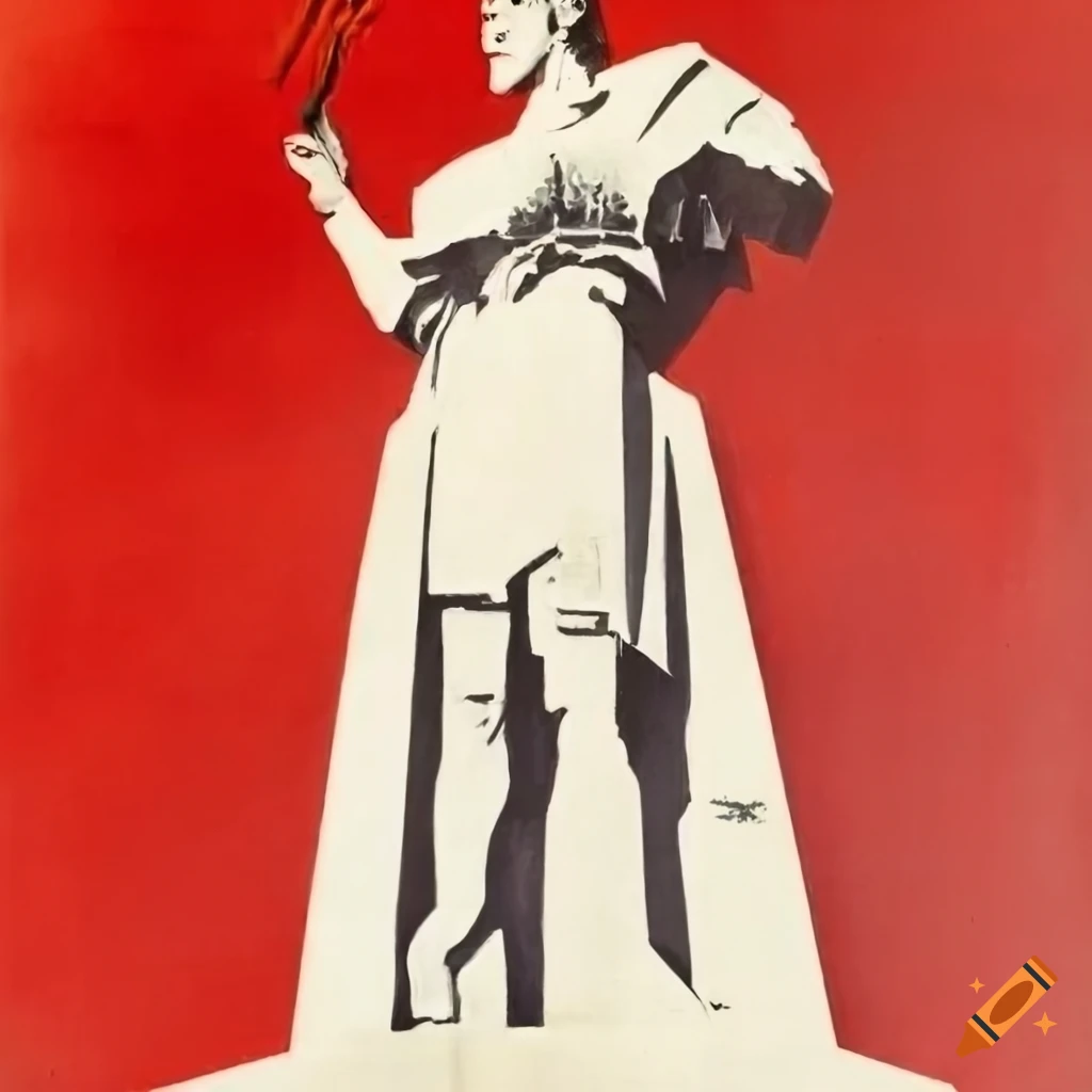 red and white propaganda postcard of Riga Latvian Freedom Monument