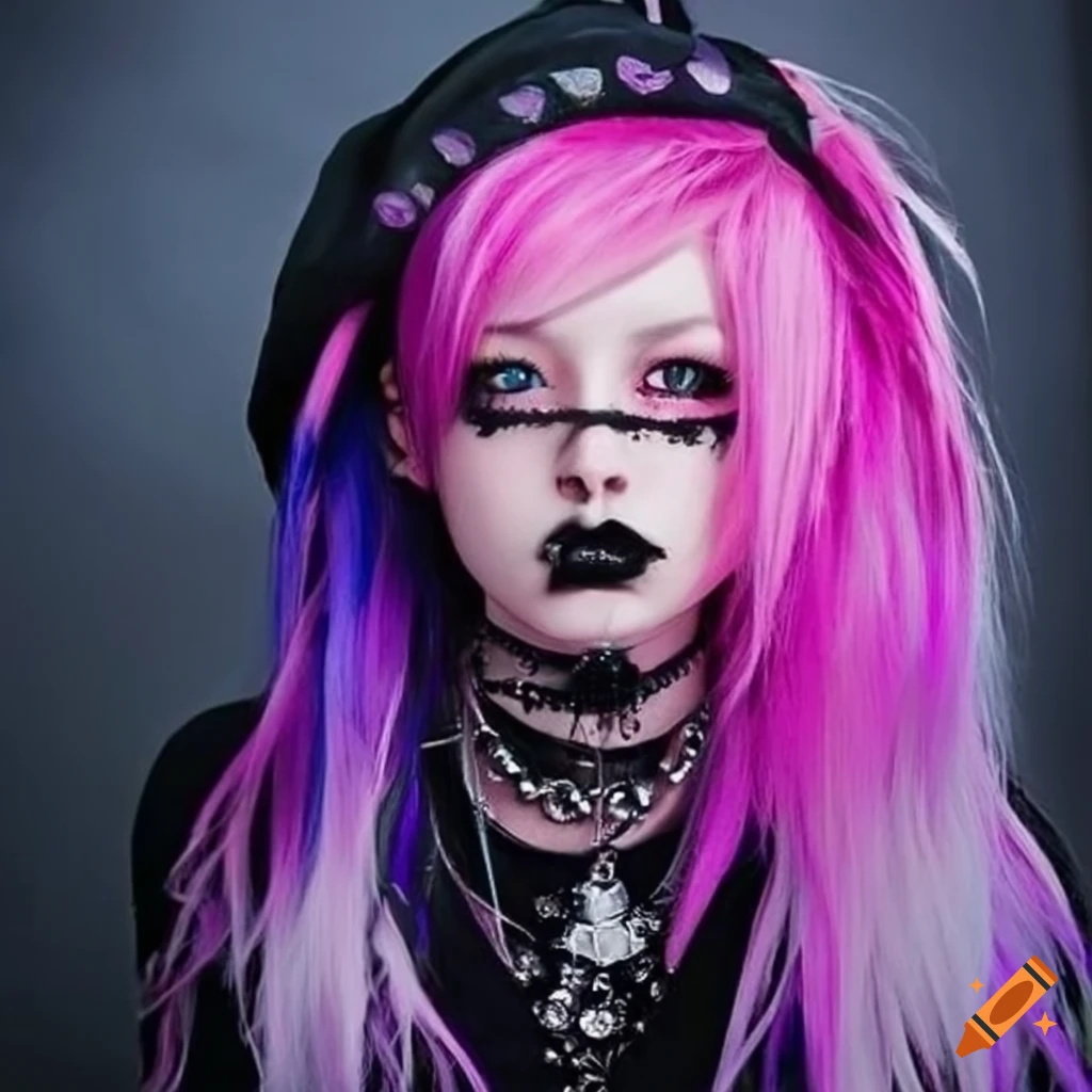 portrait of a pink and purple alternative girl