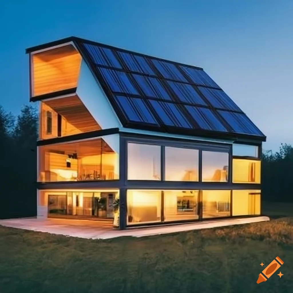 wide angle view of a modern solar home