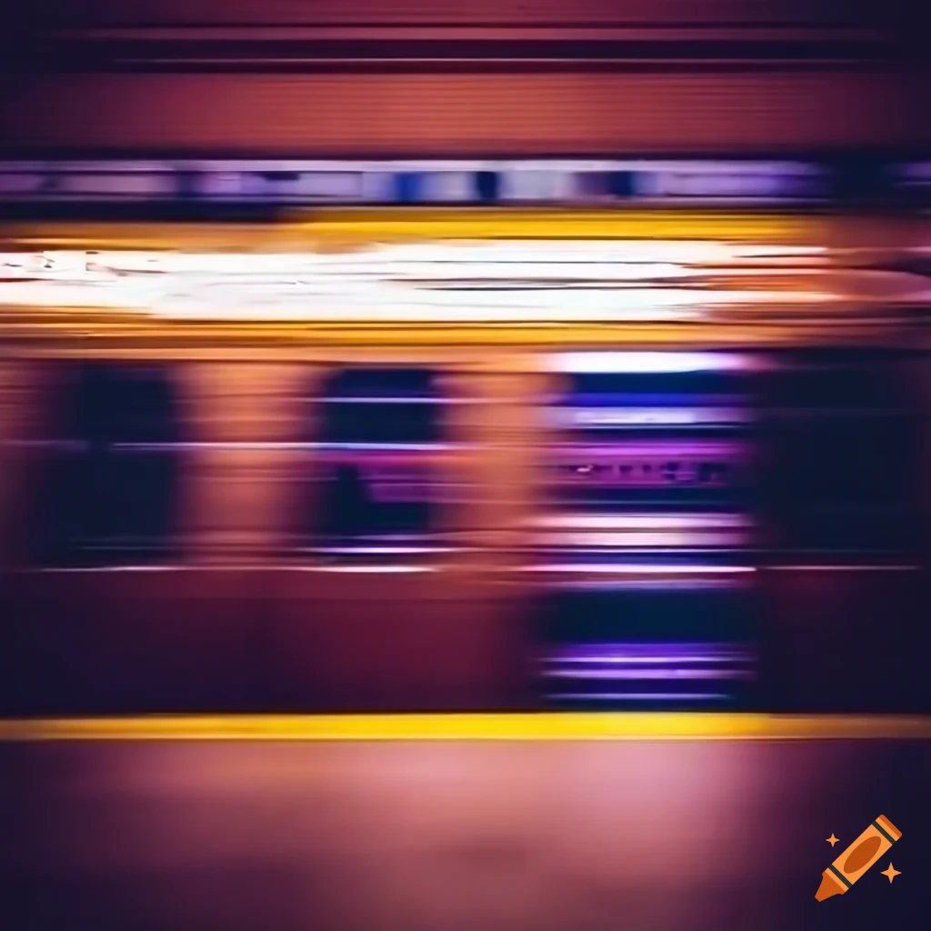 cyberpunk sideview of a passing subway at a station