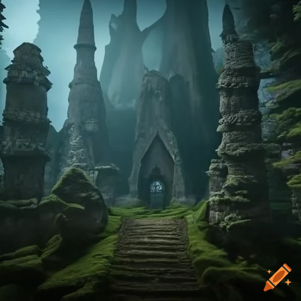Castle on a mountain in a mystical forest on Craiyon