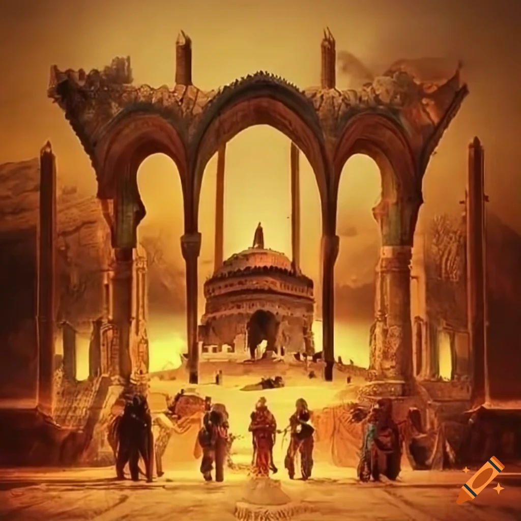 fantastic depiction of an ancient Sasanian city
