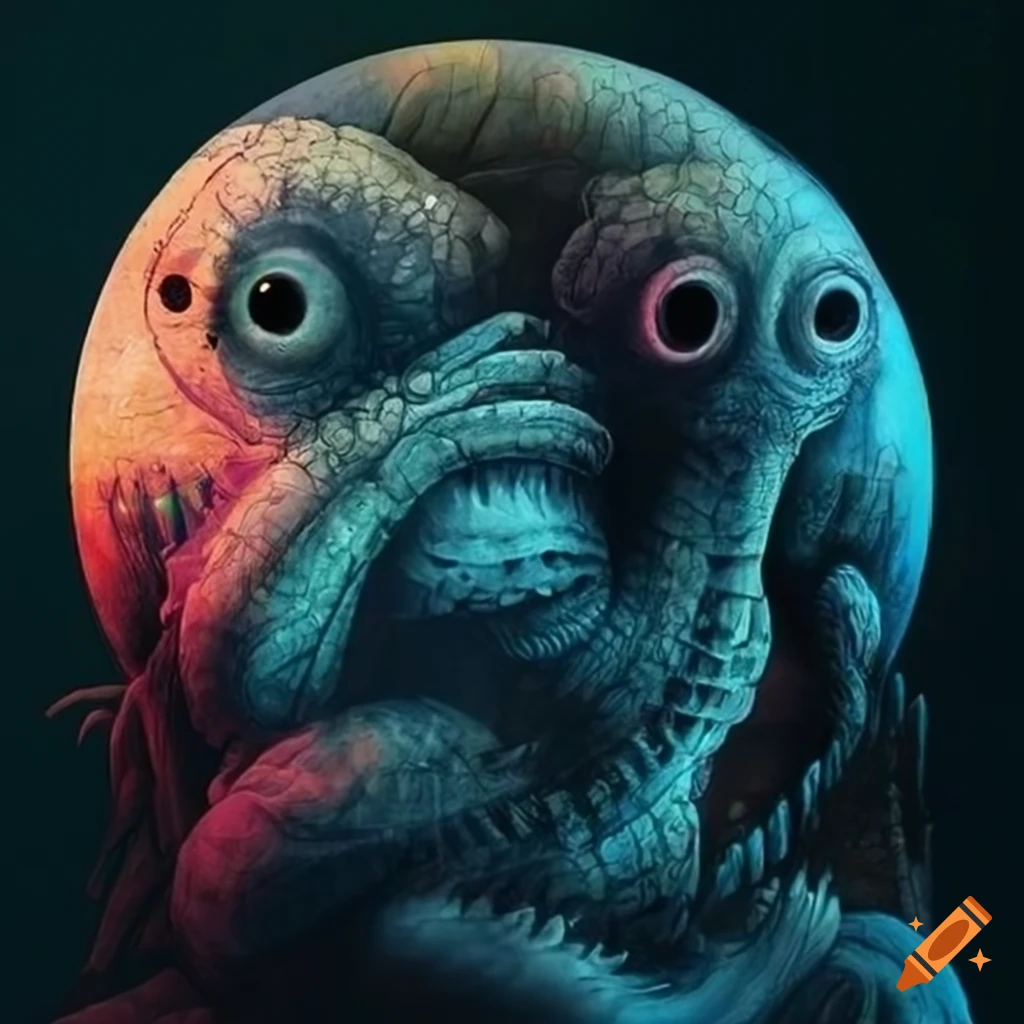 album artwork of a monstrous creature in the mist