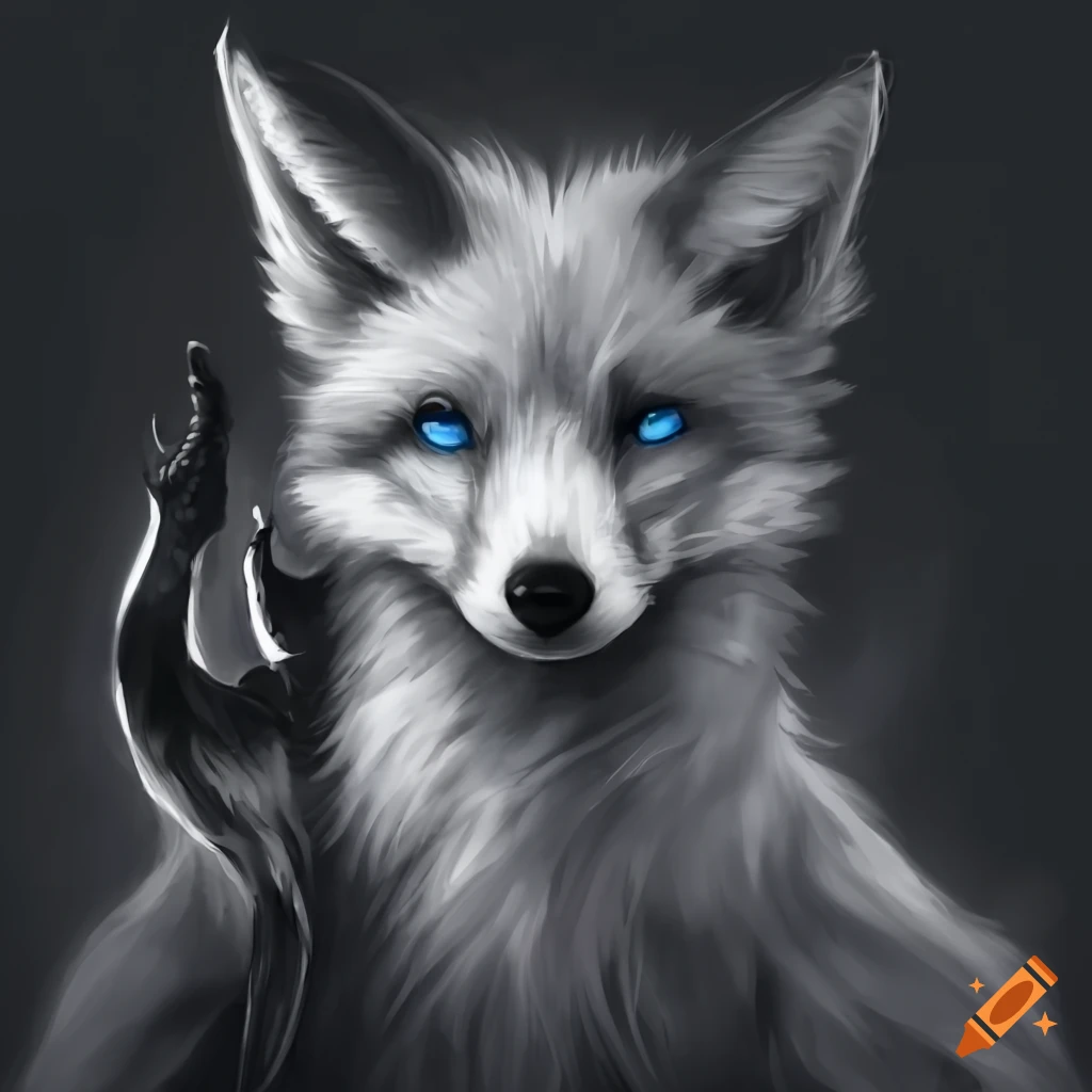 black and white fantasy fox