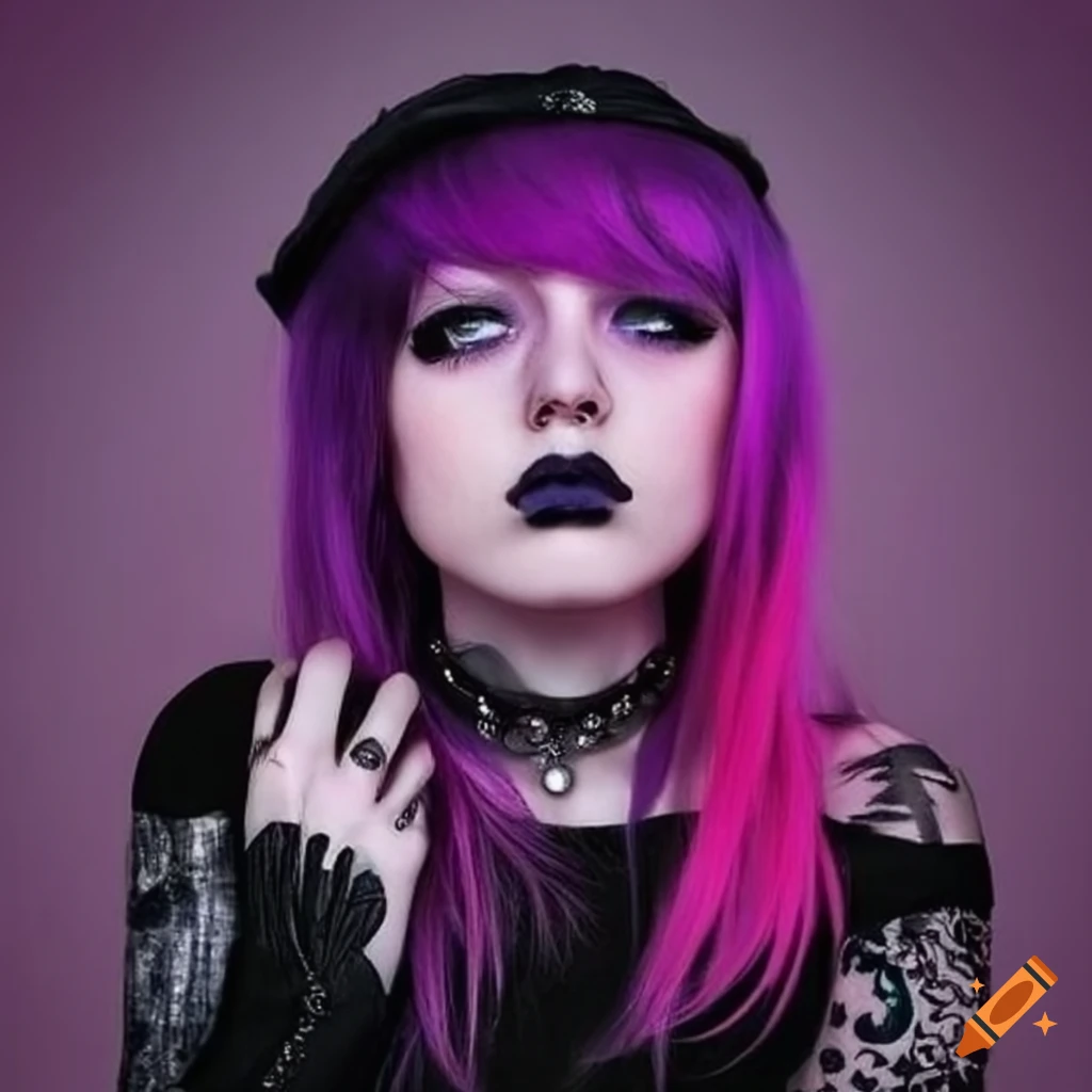 portrait of a pink and purple alternative girl