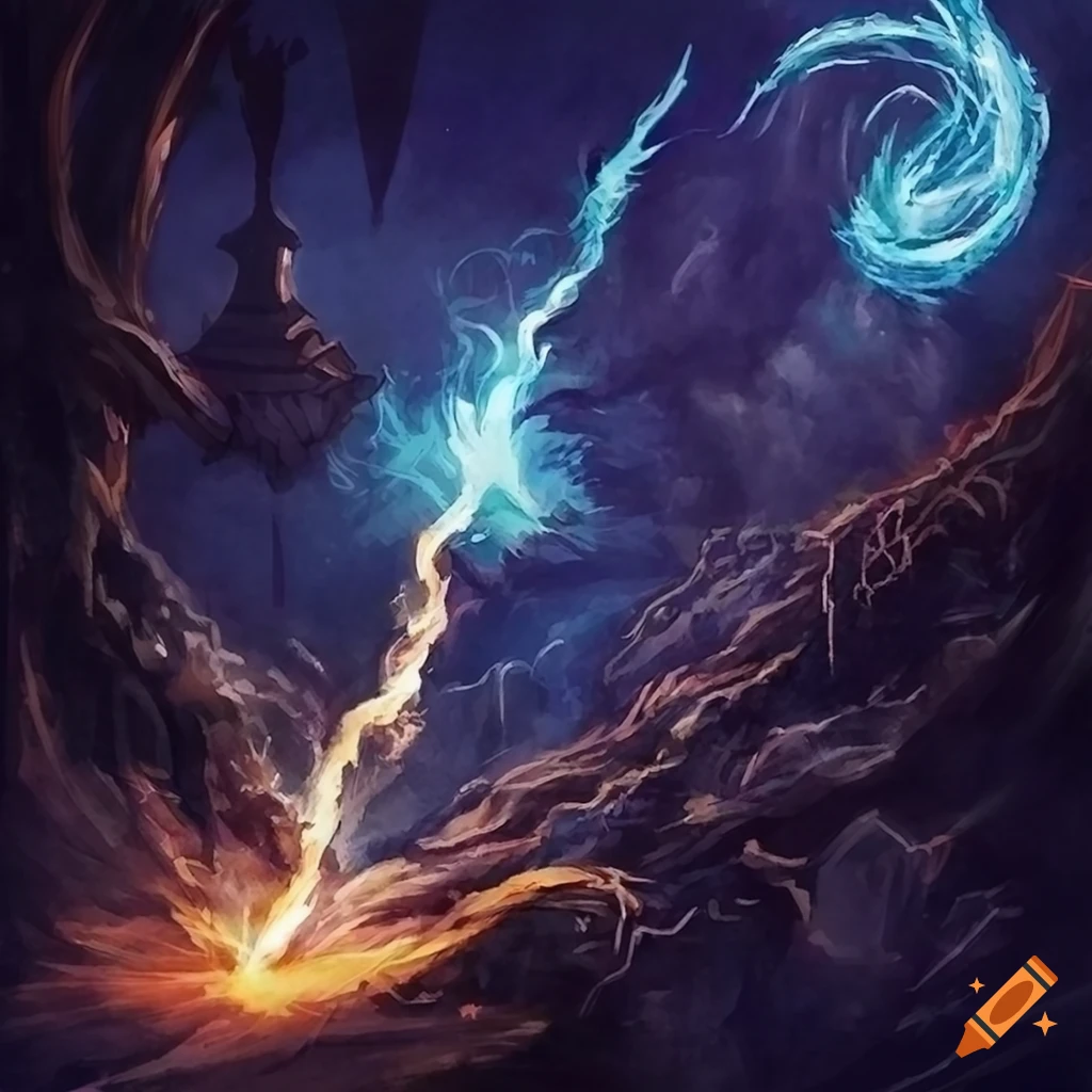 Epic fantasy art of a magic wand casting a spell on Craiyon
