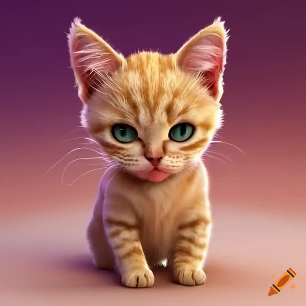 3D rendering of an adorable kitten