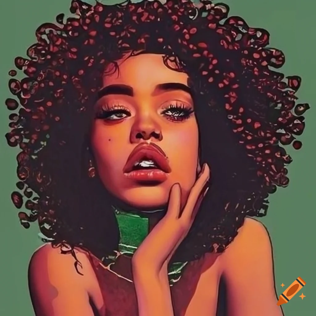 pop art album cover featuring a woman with curly hair