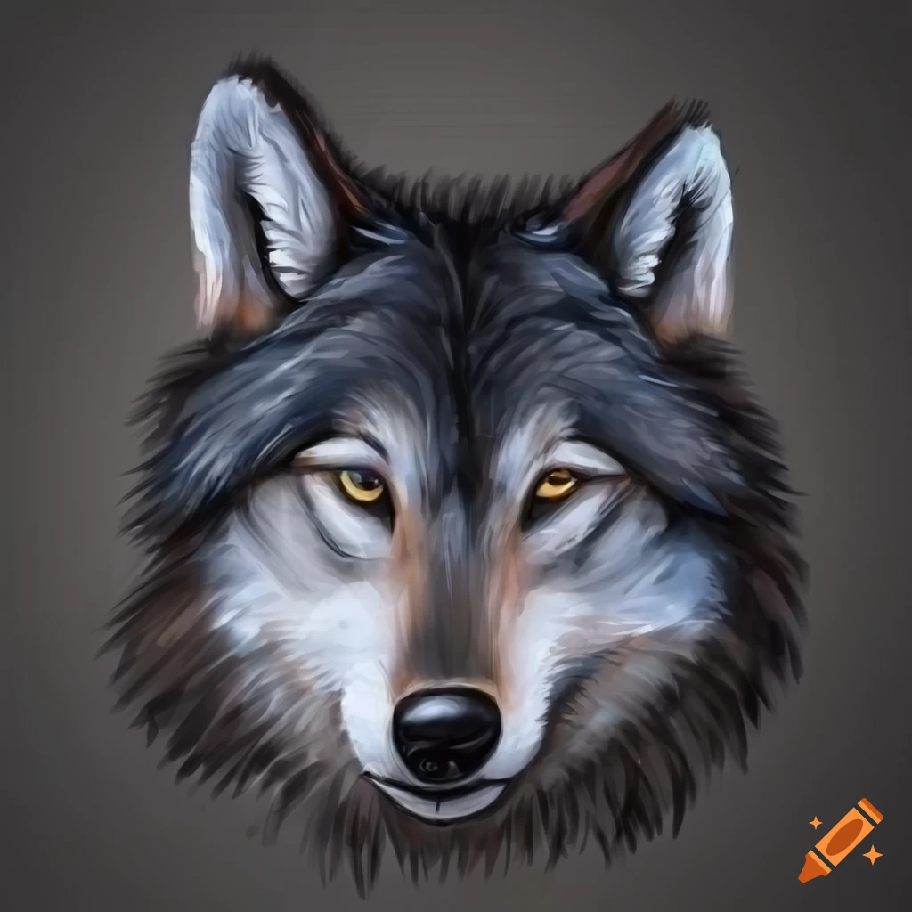 realistic pencil drawing of a wolf face