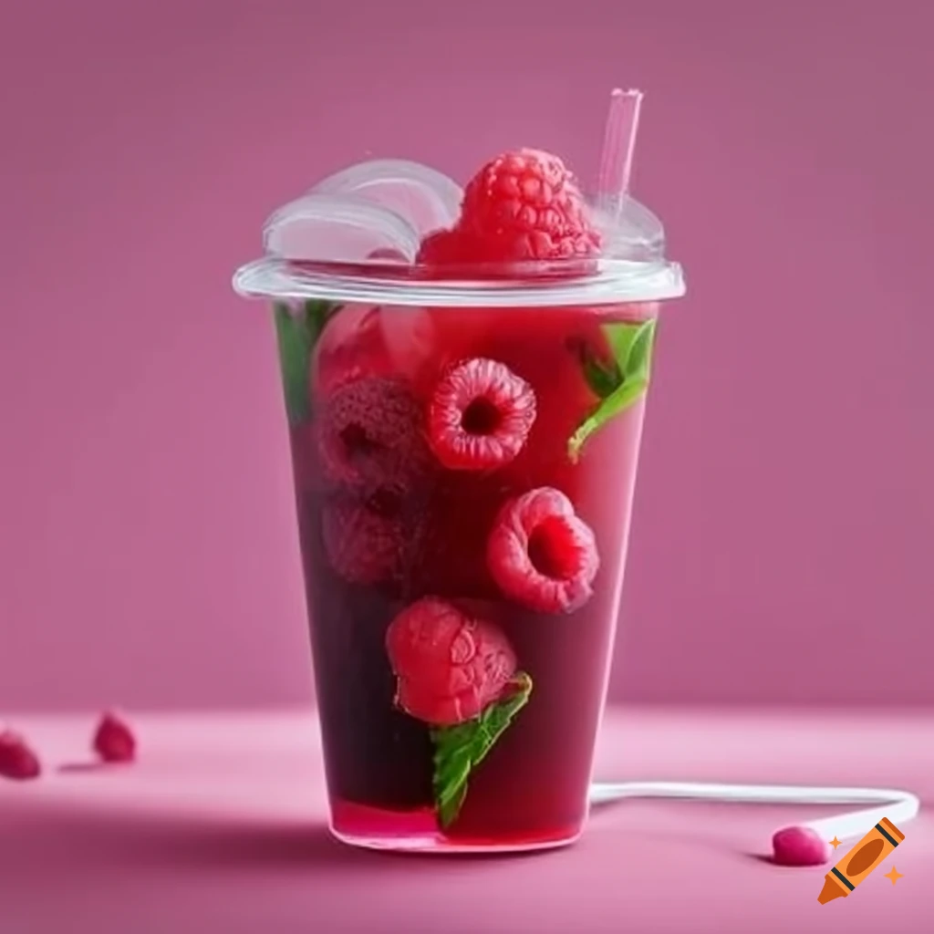refreshing raspberry iced tea in a disposable glass