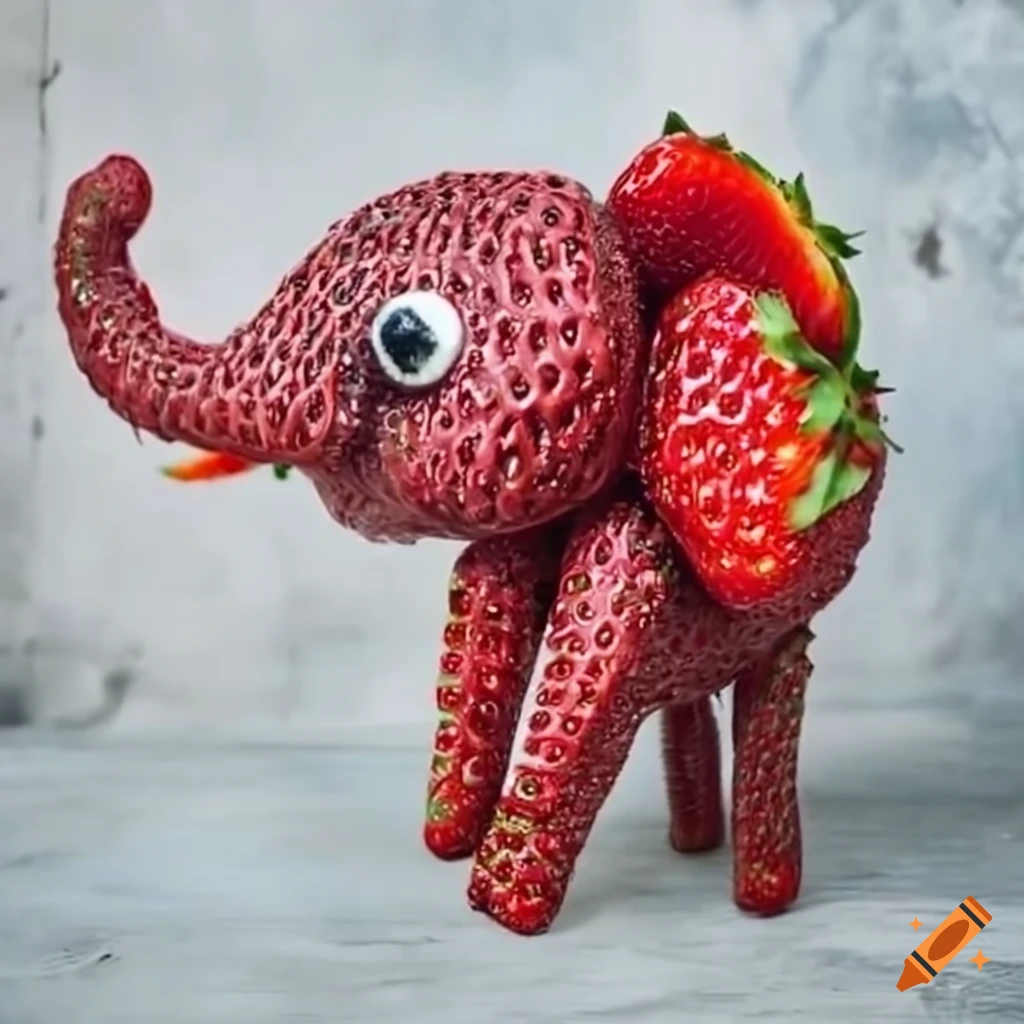 strawberry elephant sculpture