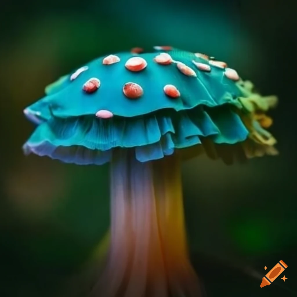 fabric art mushroom with colorful frills