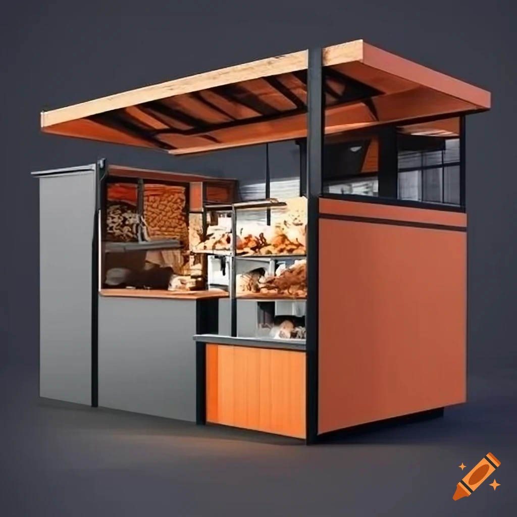 concept for a modern food stall in urban setting