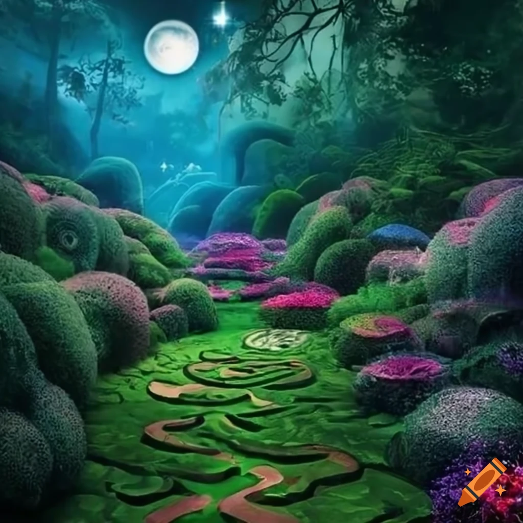 fairytale-like space labyrinth garden