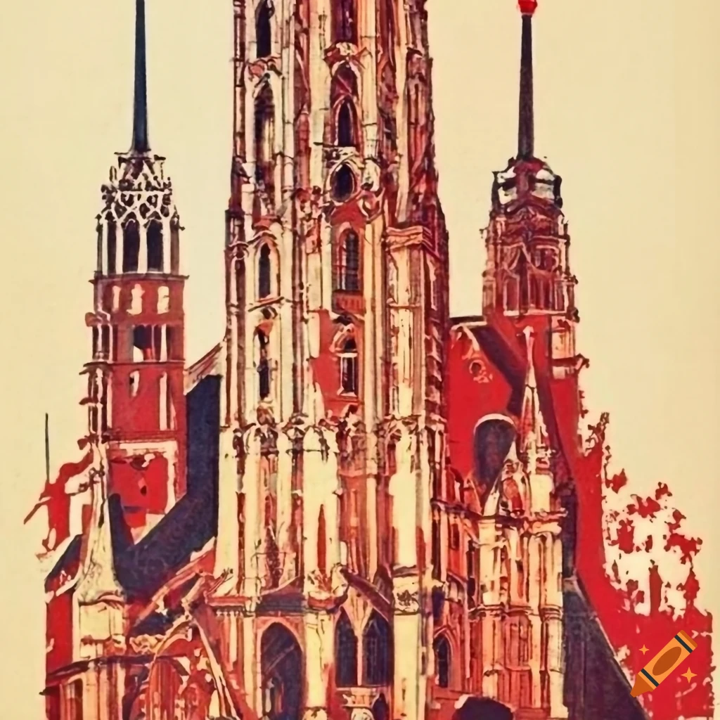 Soviet-style propaganda postcard of St Stephens Cathedral Vienna