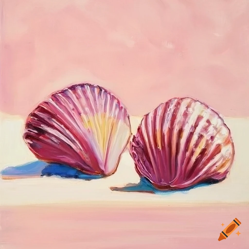 pink seashells artwork by Wayne Thiebaud