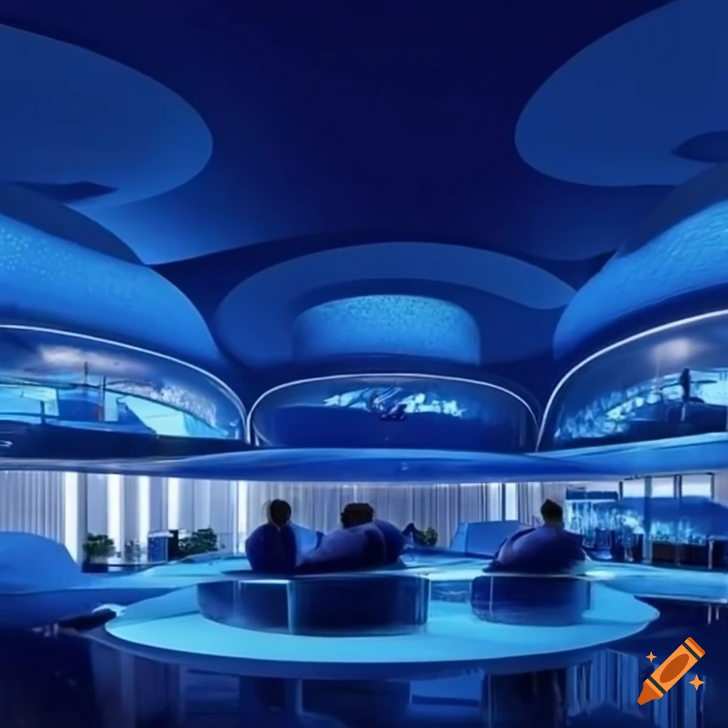 image of a futuristic restaurant in a space city