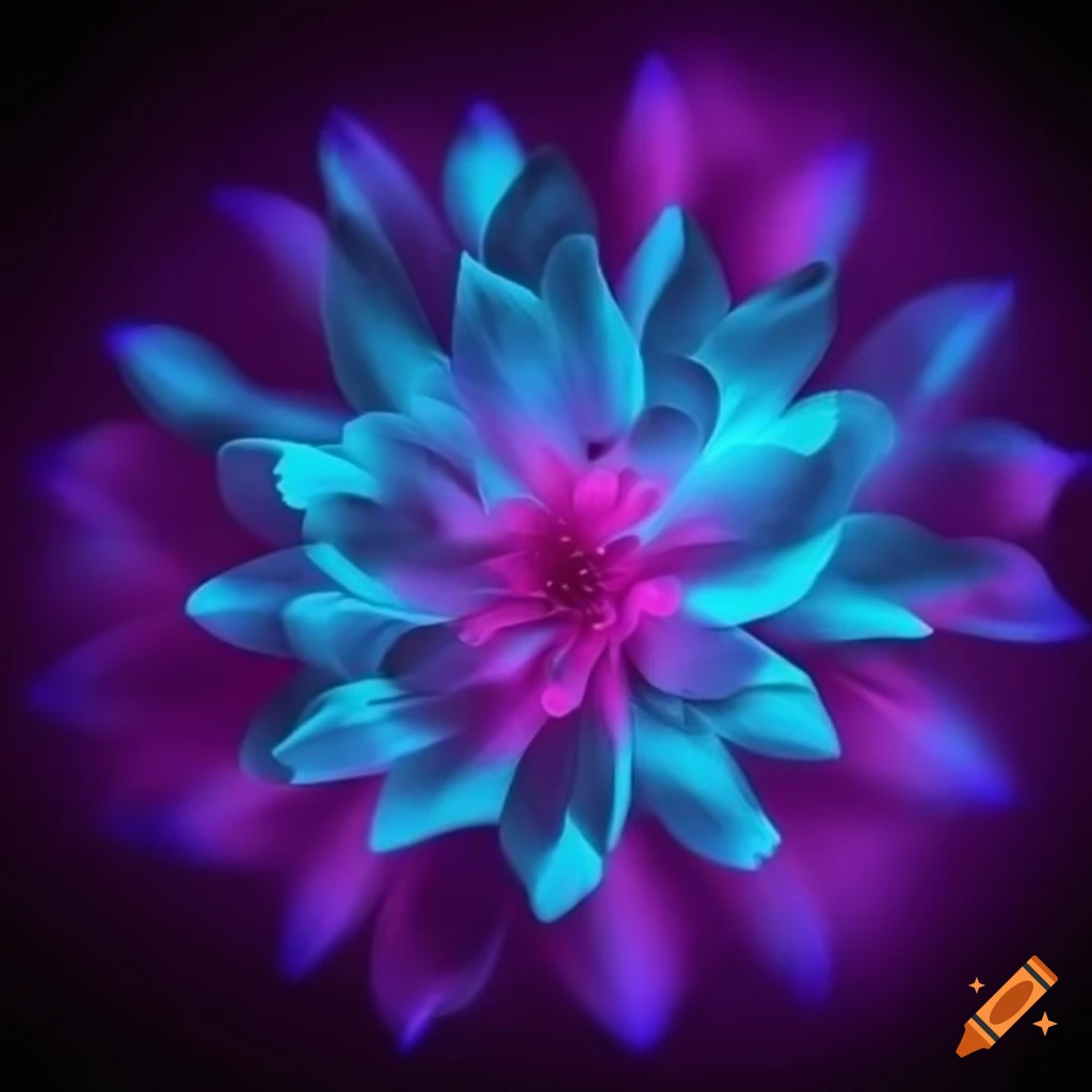 vibrant colored flower on black background with glow effect