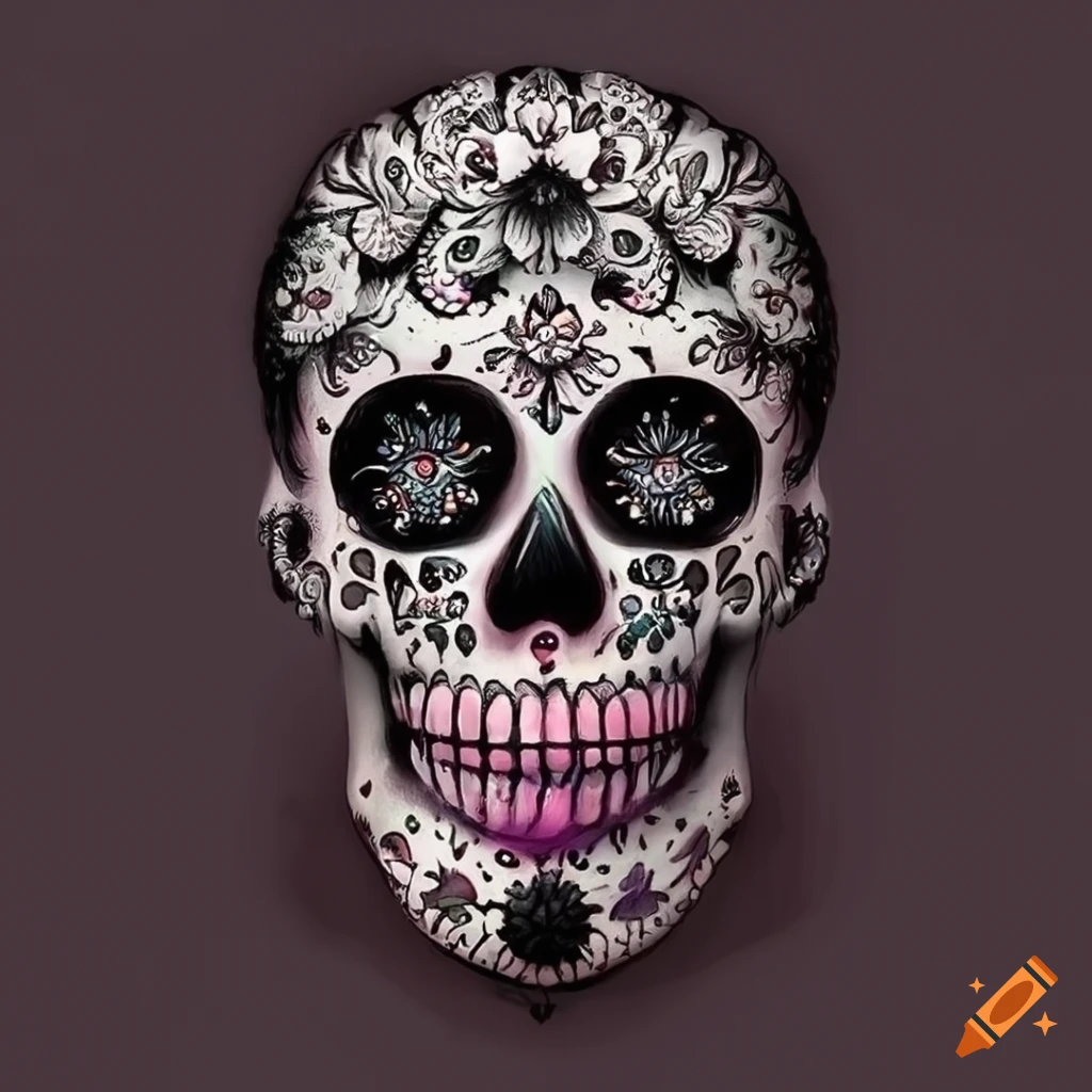 intricate and realistic sugar skull artwork