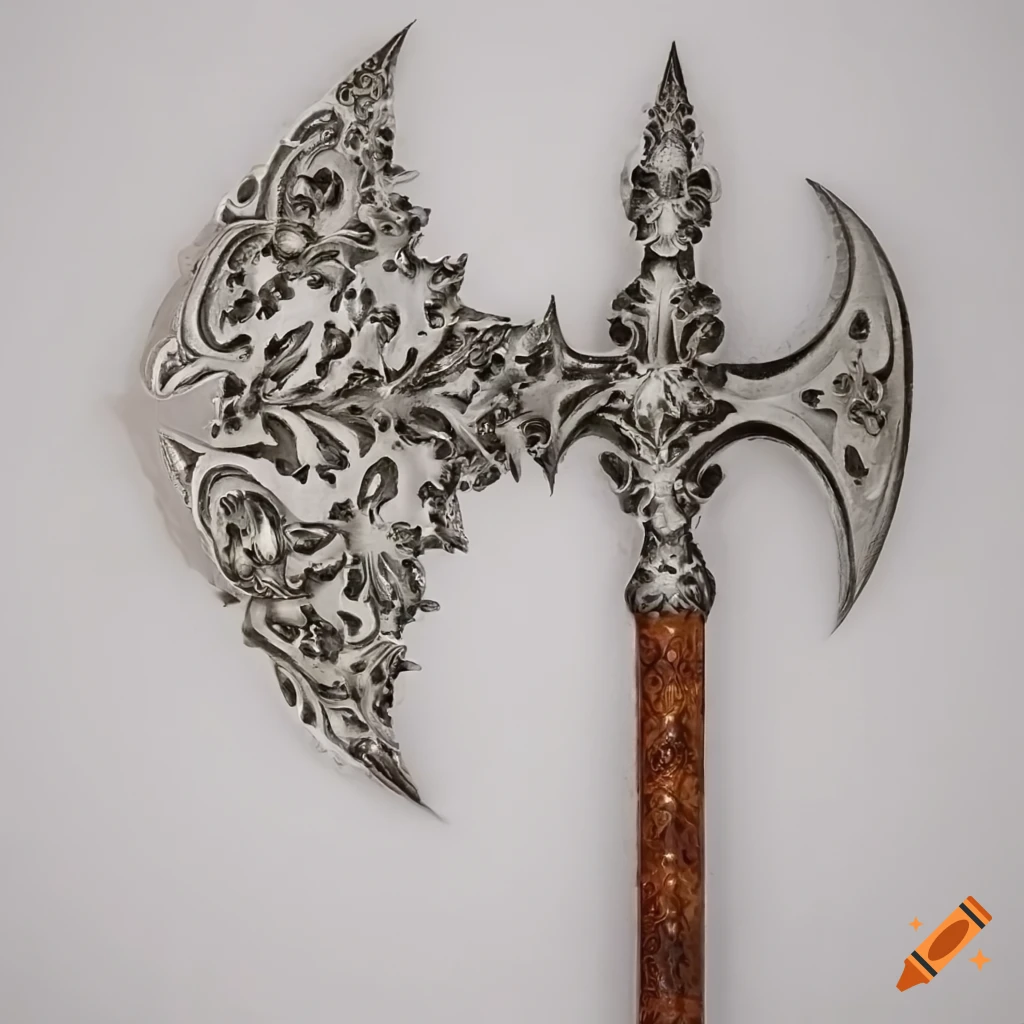 ornate halberd with lace patterns