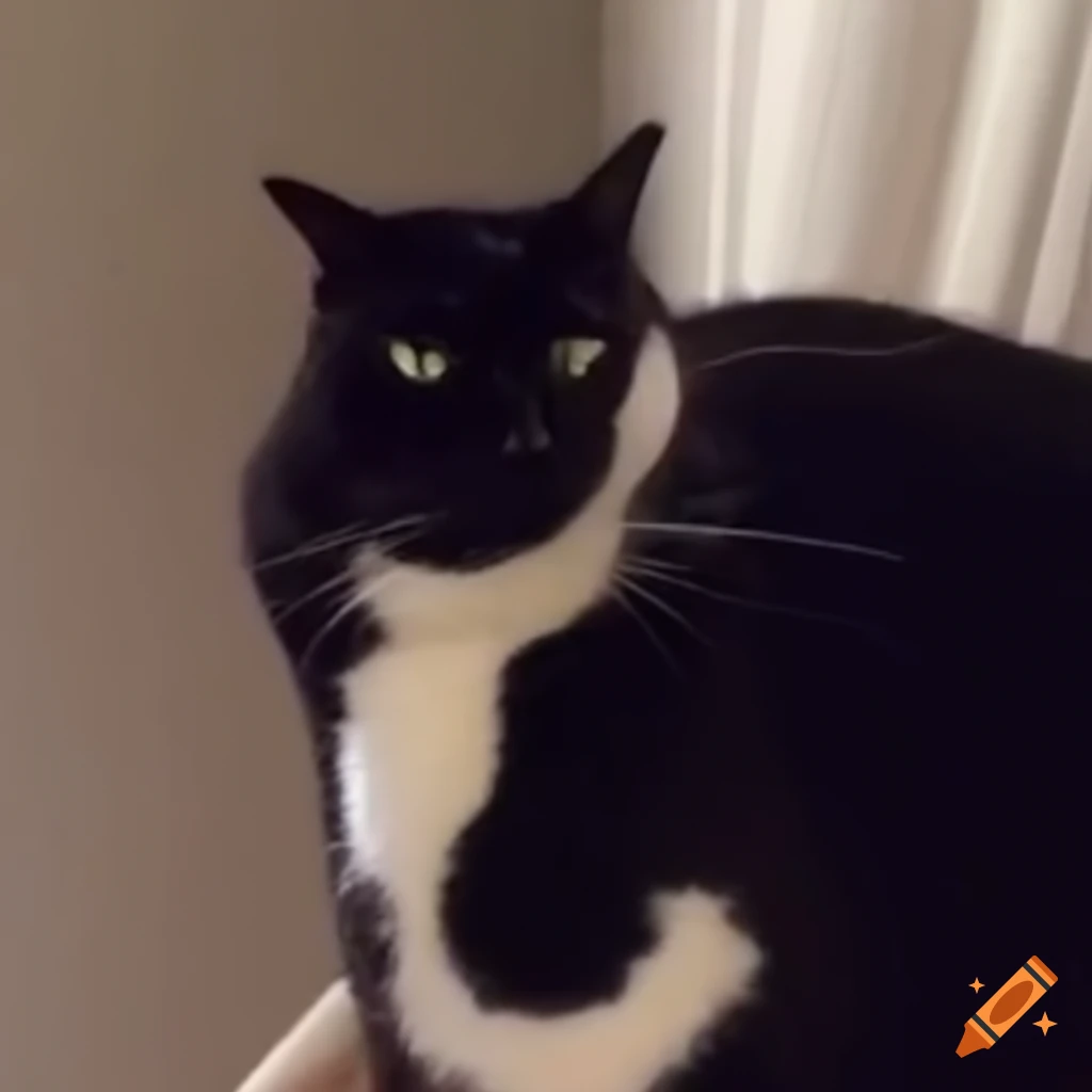 Hilarious picture of a tuxedo cat