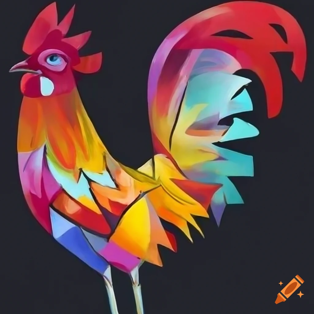 cubist painting of a rooster