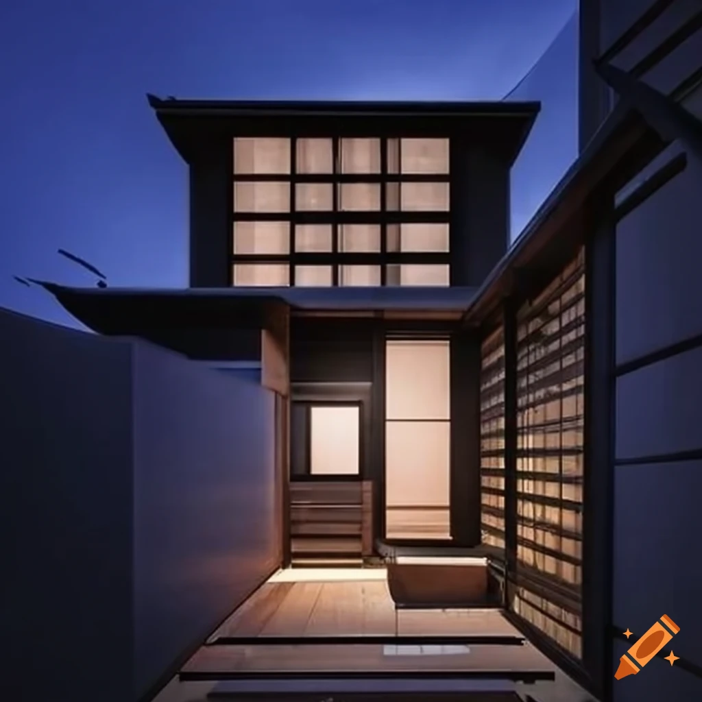Japanese style exterior of a black and gray house