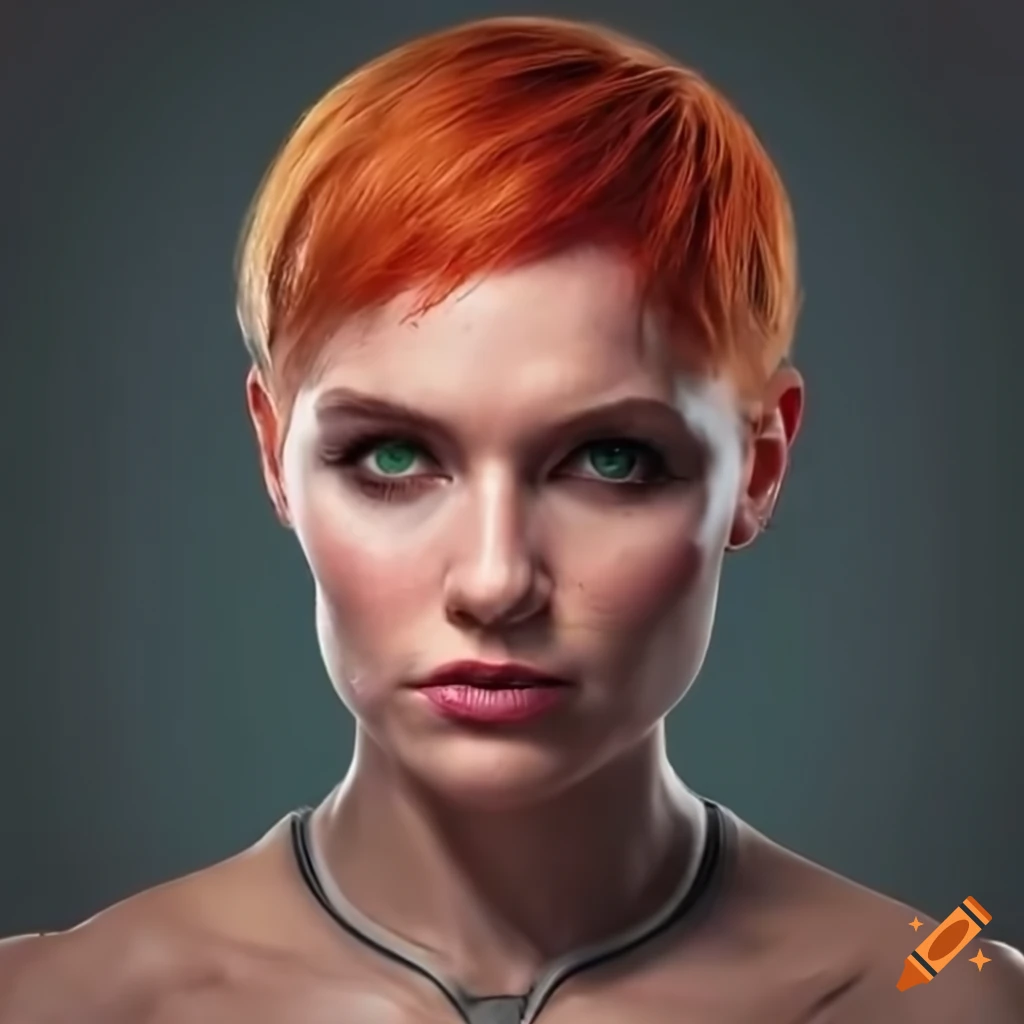 character design of a futuristic woman on a space station