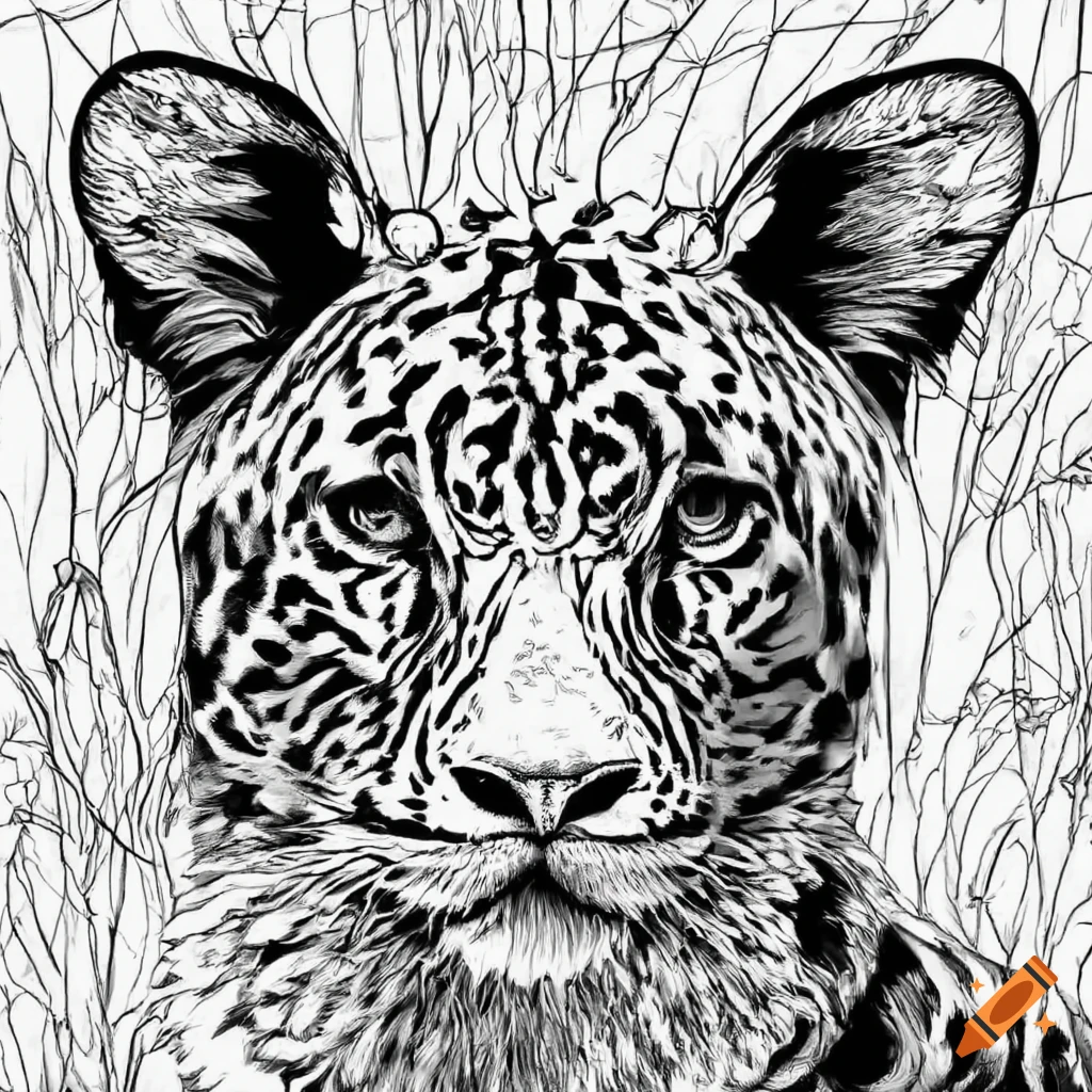 Black and white animal coloring page on Craiyon