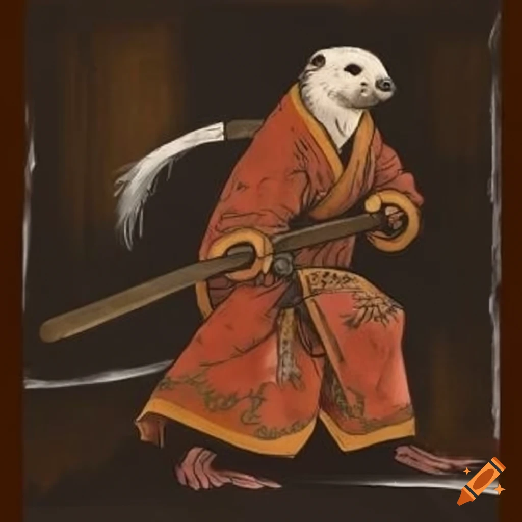 sketch of a warrior otter with a sword