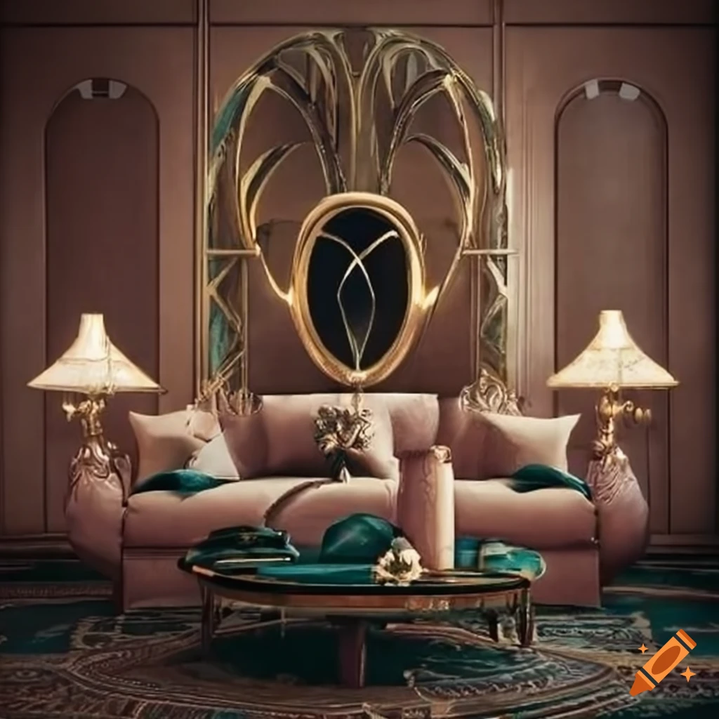 Stylish art deco living room on Craiyon