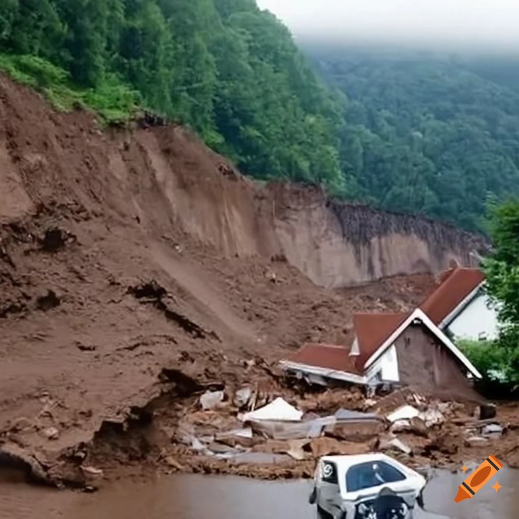 image of a town buried by a landslide