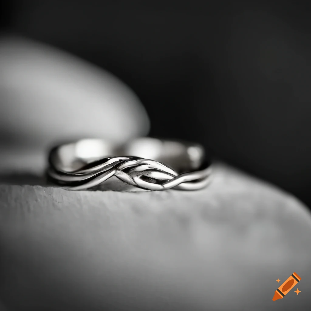 silver wedding ring with knot pattern