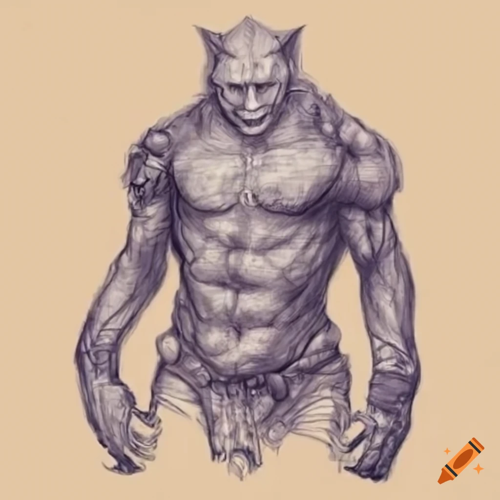 drawing of a man being enveloped by a magical medical straitjacket beast