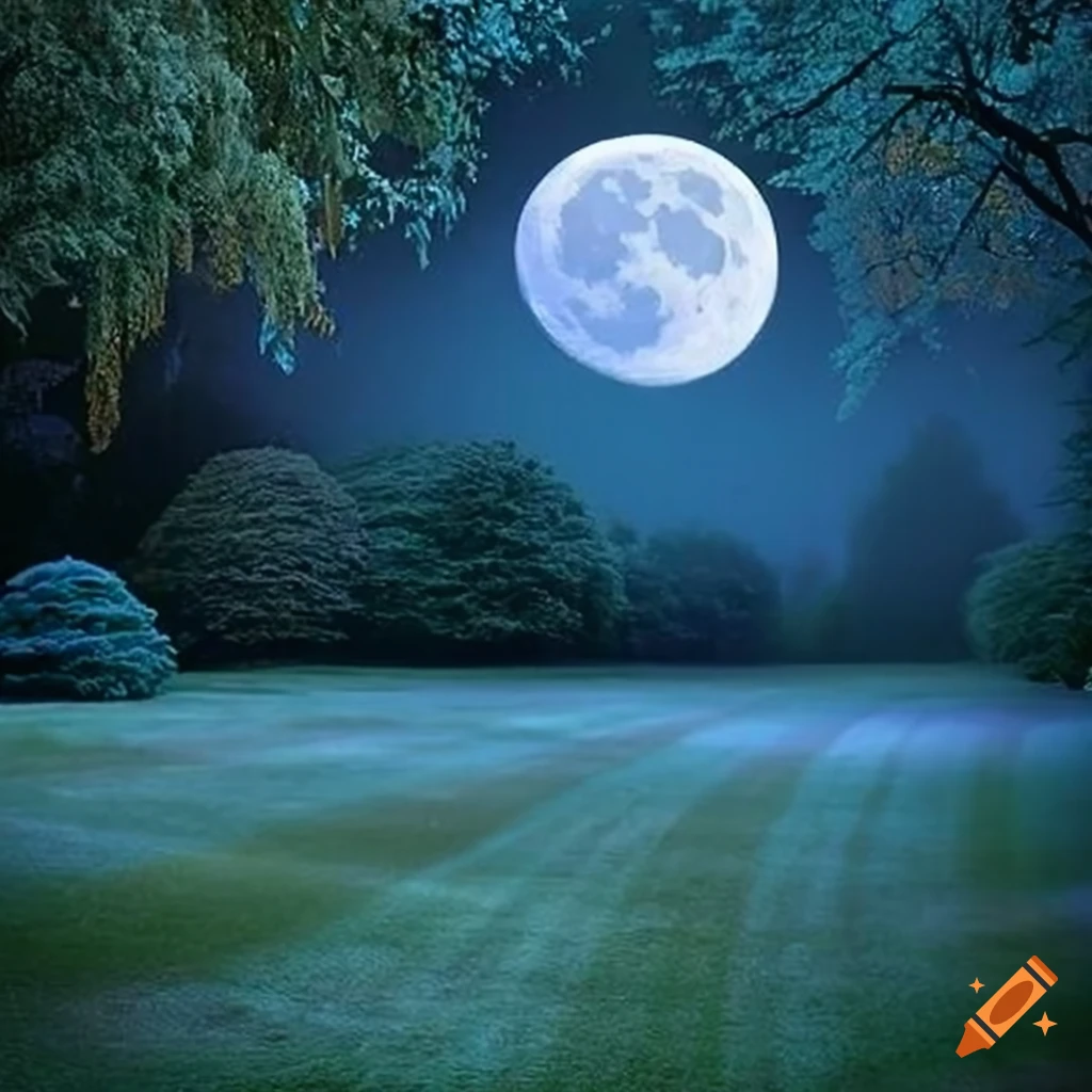 moonlit garden on a misty October night