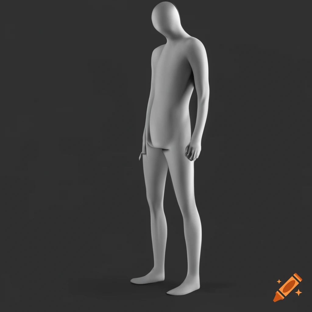 monochrome 3D model of a faceless full body