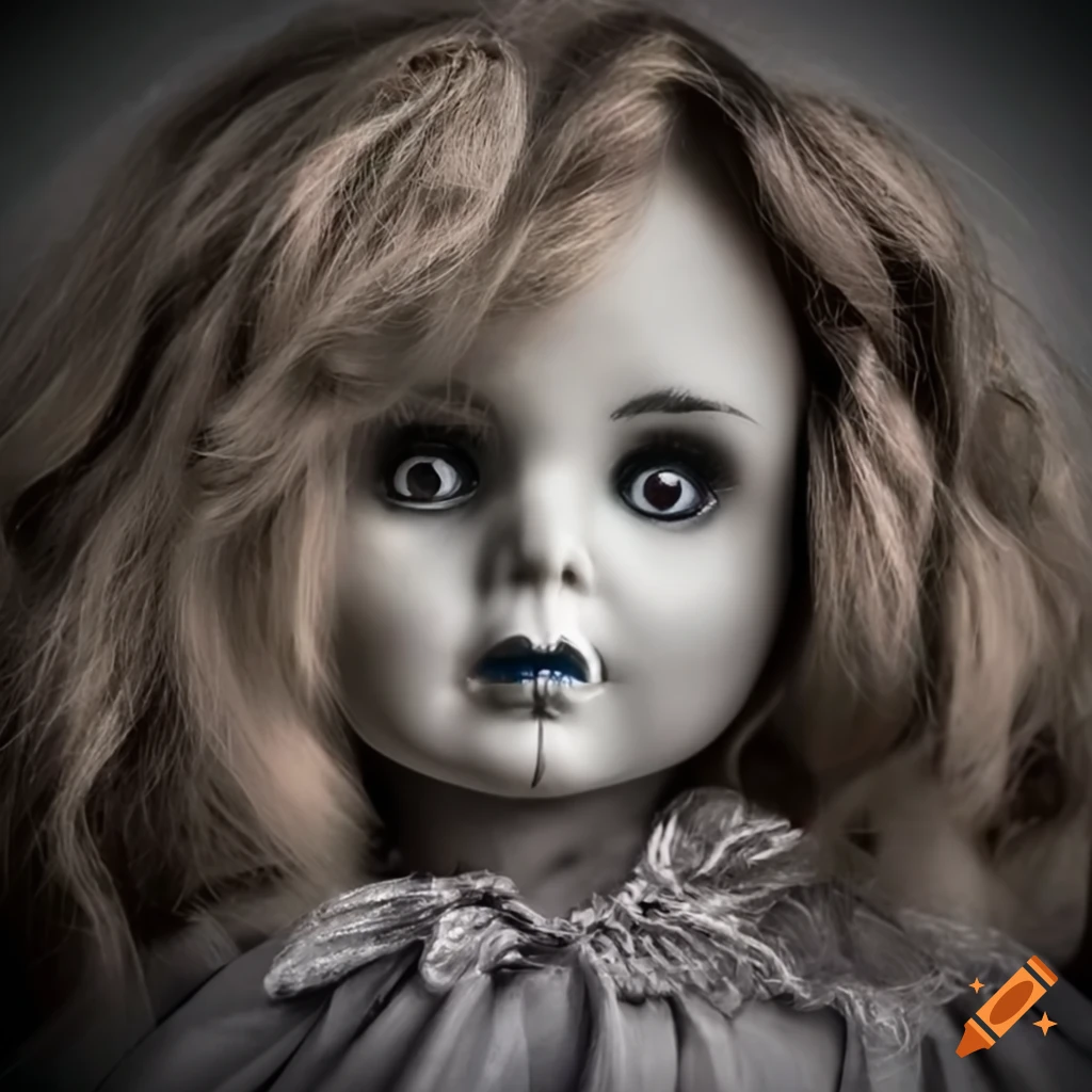 beautiful Halloween doll with moonlight contrast