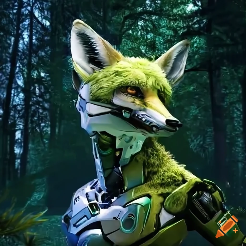 Hyper realistic 3d art of a cyborg fox in a futuristic city on Craiyon