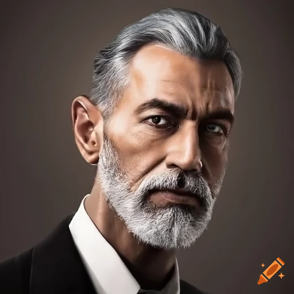 portrait of a middle-aged man with gray hair